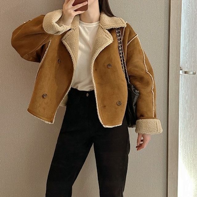 격식룩 데이트룩 데일리 스웨이드 더블버튼 자켓