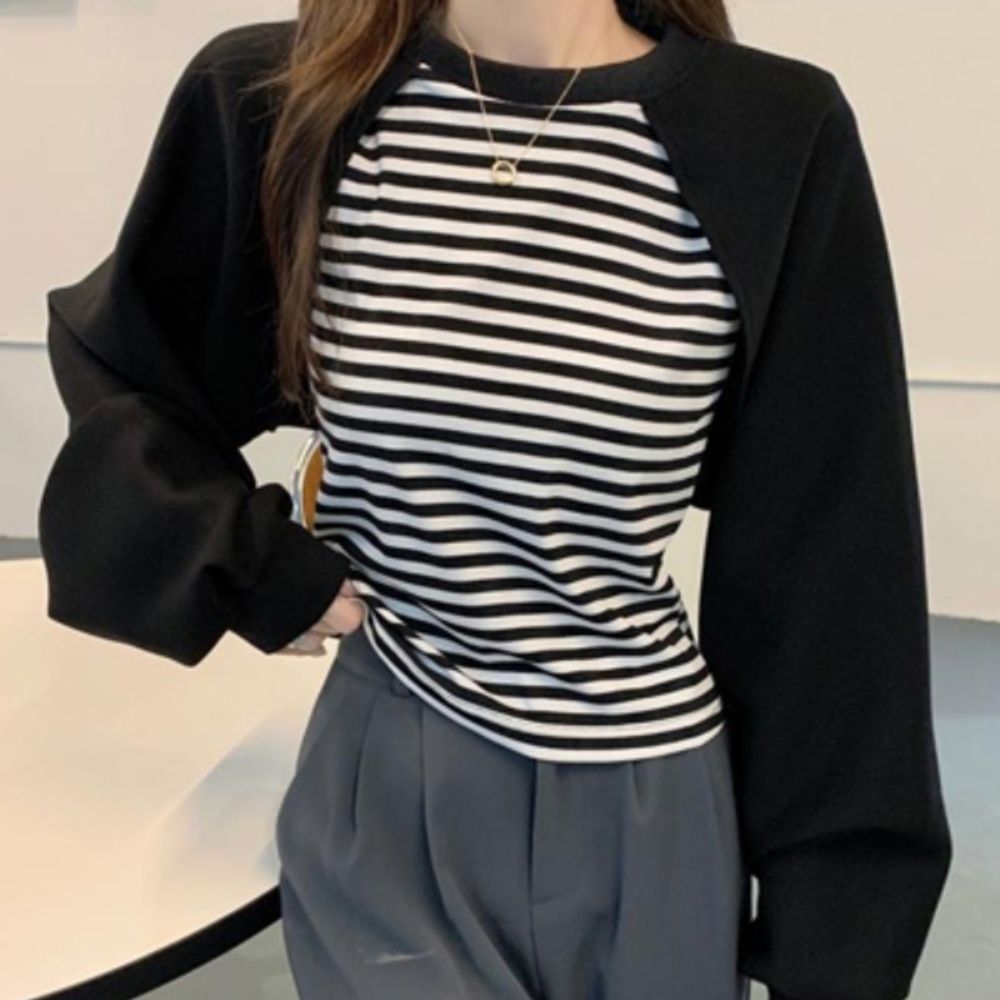 크롭티 긴팔 여성가을 여성크롭티 티셔츠 여성옷