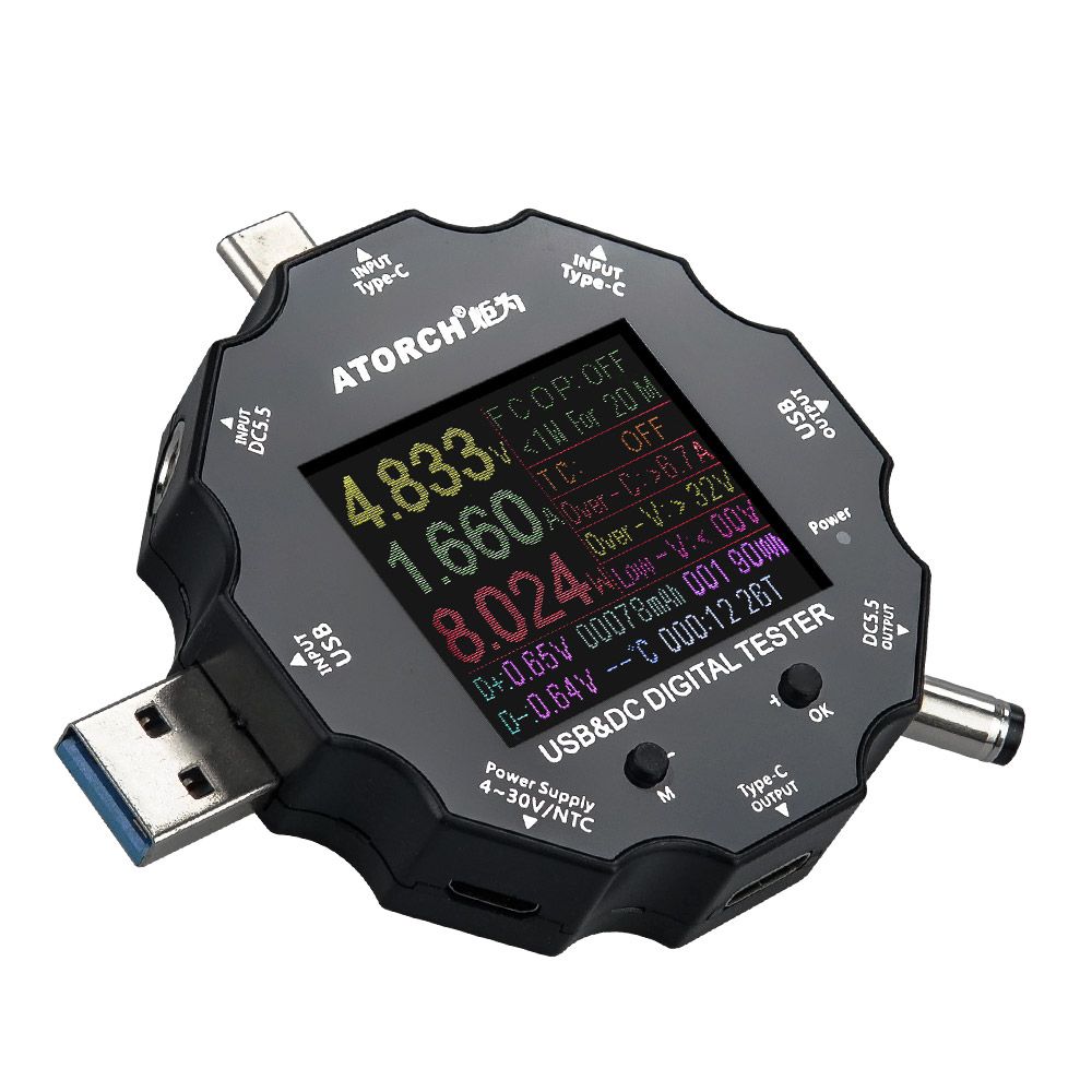 전류 전압 테스터기 USB A to C 마이크로5핀 DC5.5