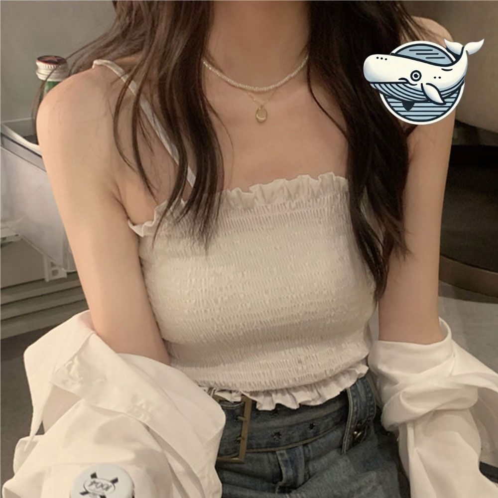 여성 기본 스모크 크롭 나시탑 어깨 조절 가능