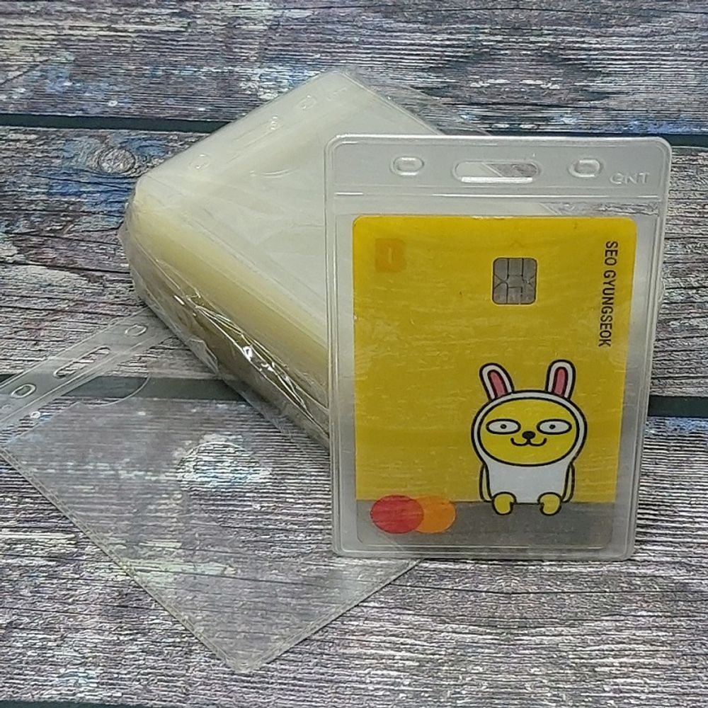 60x90mm PVC ID 명찰/목걸이용 카드케이스-세로형 50개