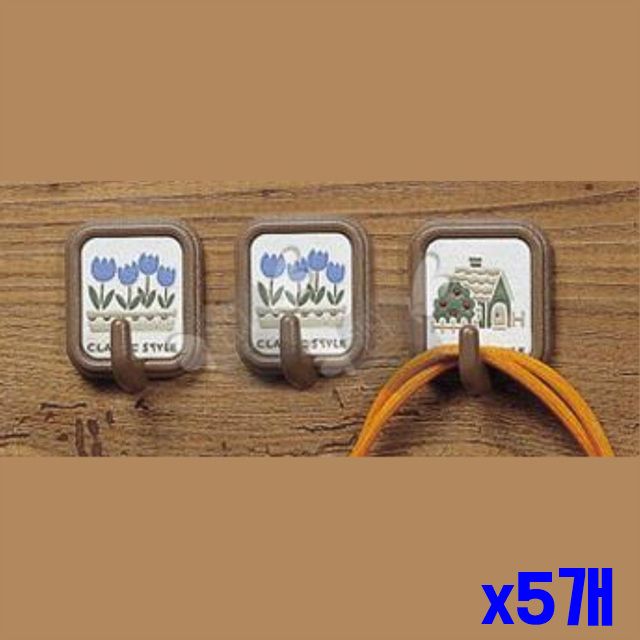사각행거 3P x5개 강력 접착 후크걸이 중 접착식후크