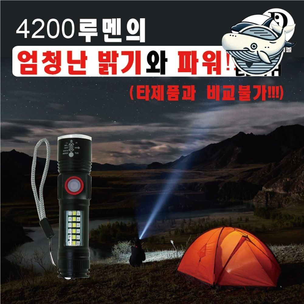 비상용 LED 손전등 충전식 물체 탐지 손전등