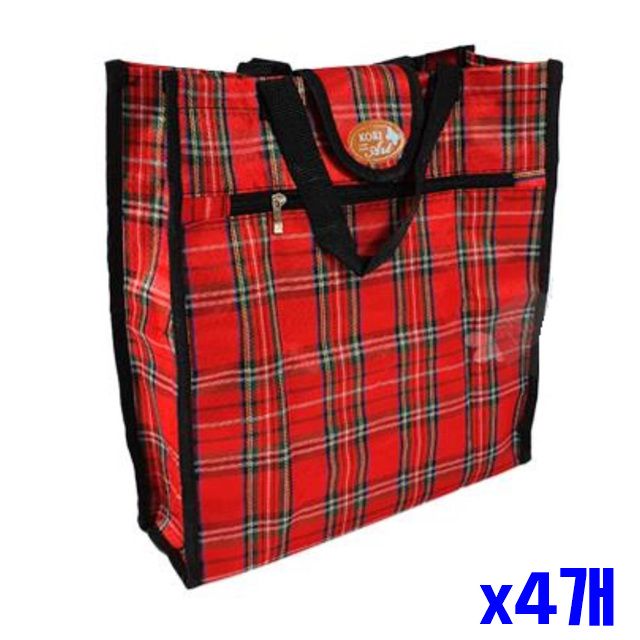 시장가방 x4개 체크 대형 시장가방에코백
