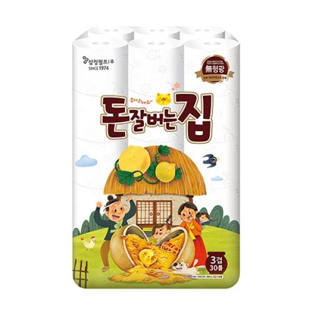 삼정펄프 3겹 데코 돈잘버는집 화장지 30MX30롤