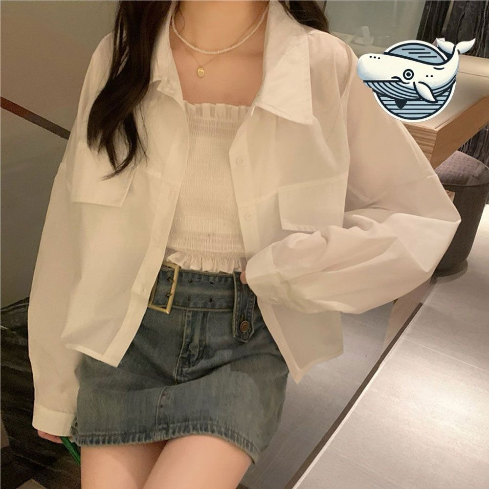 속옷처럼 가벼운 세미크롭 블라우스 뒷트임