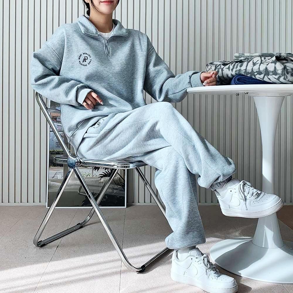 반 뉴기모 반집업 조거세트 집업 칼리지