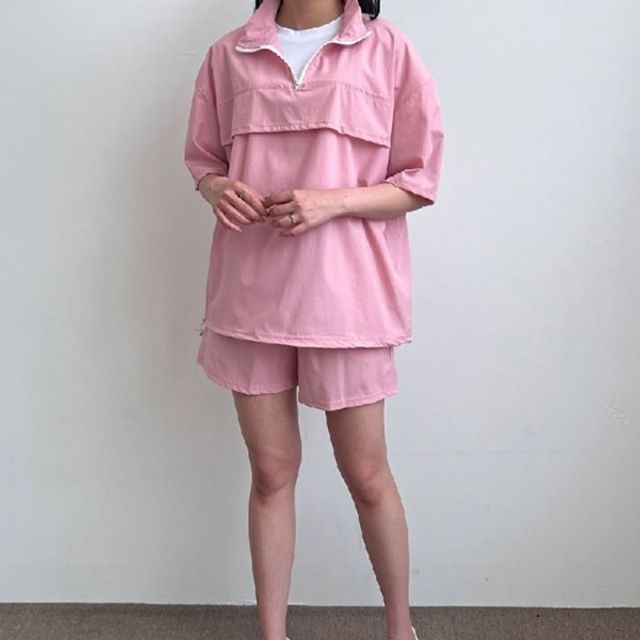 아노락 여름 여성 기본 트레이닝복 데이 캐주얼 반팔