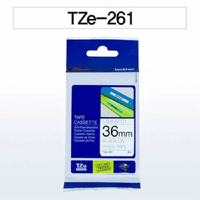 브라더 테이프카트리지(TZe-261/36mm/흰색/흑색문자