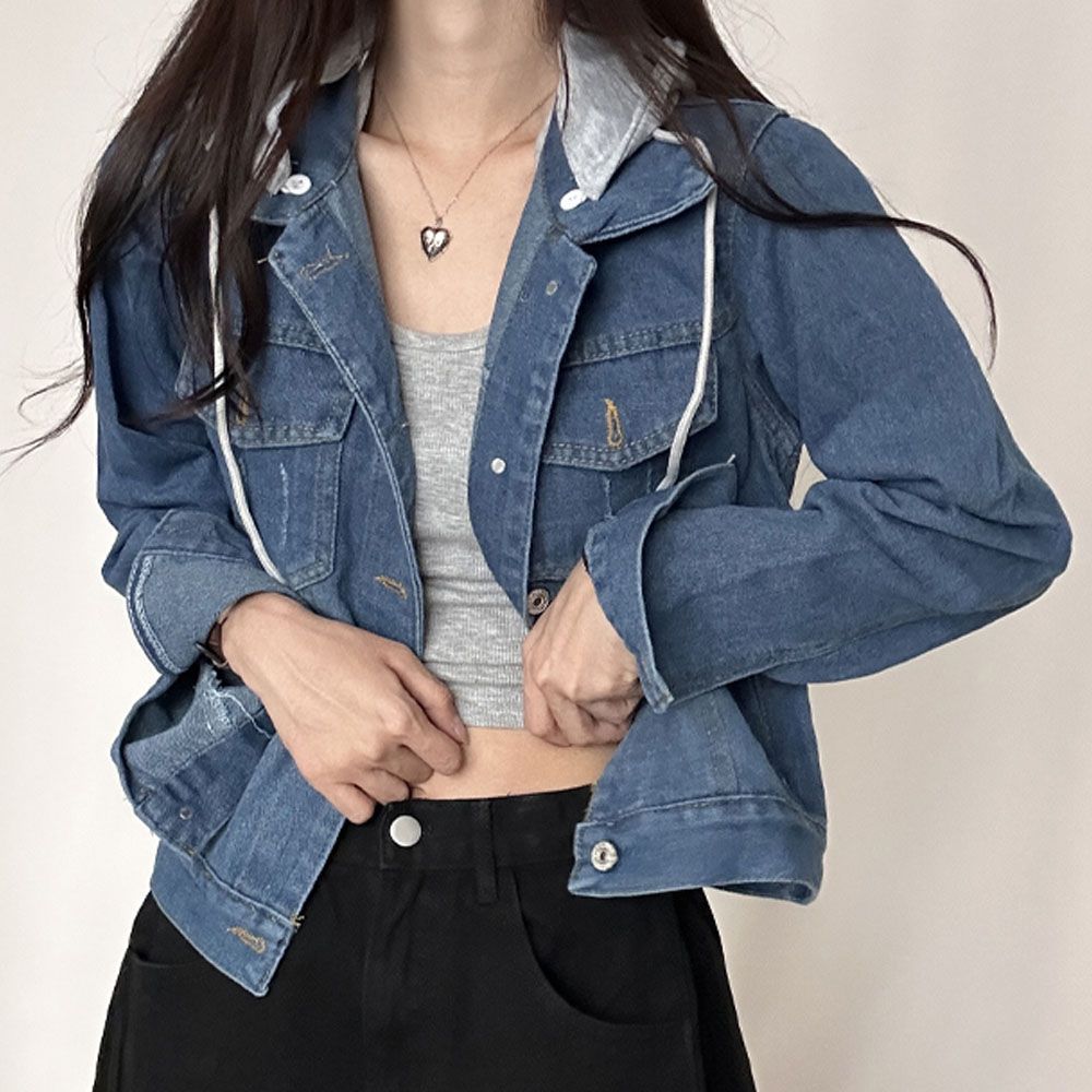 슬림핏 여성 가을 봄옷 후드 여자 아우터 데님