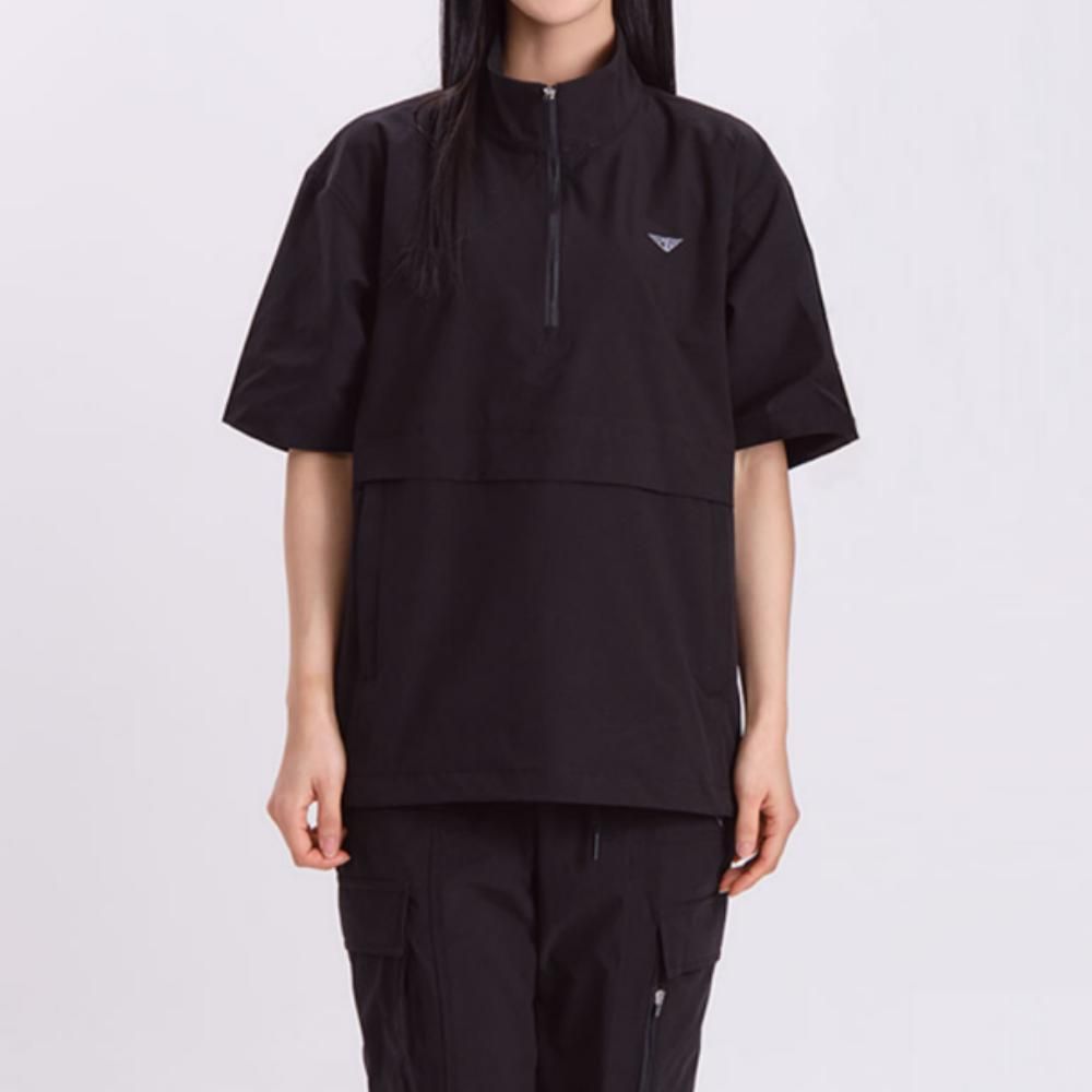 간절기 데일리 여성 하이넥 스트링 반팔 아노락 바람