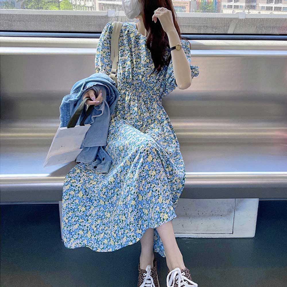 청순 데일리 러블리 꽃무늬 스타일 롱원피스 여