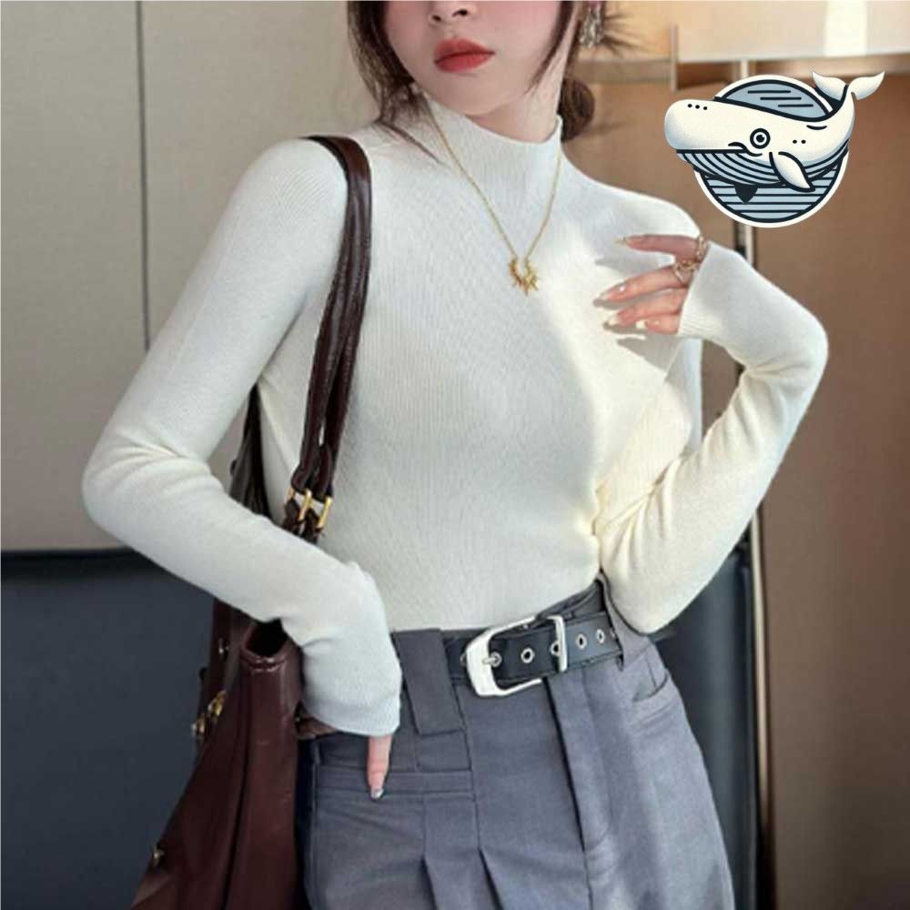 슬림핏 골지 하프넥 티셔츠 캐주얼 이너웨어