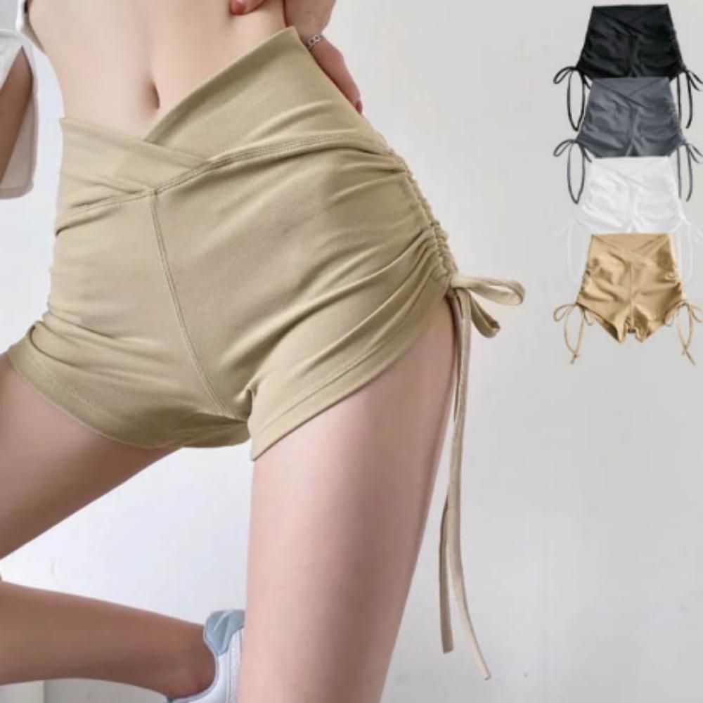 여성 여름 요가 필라테스 사이드 스트랩 셔링 리본 팬