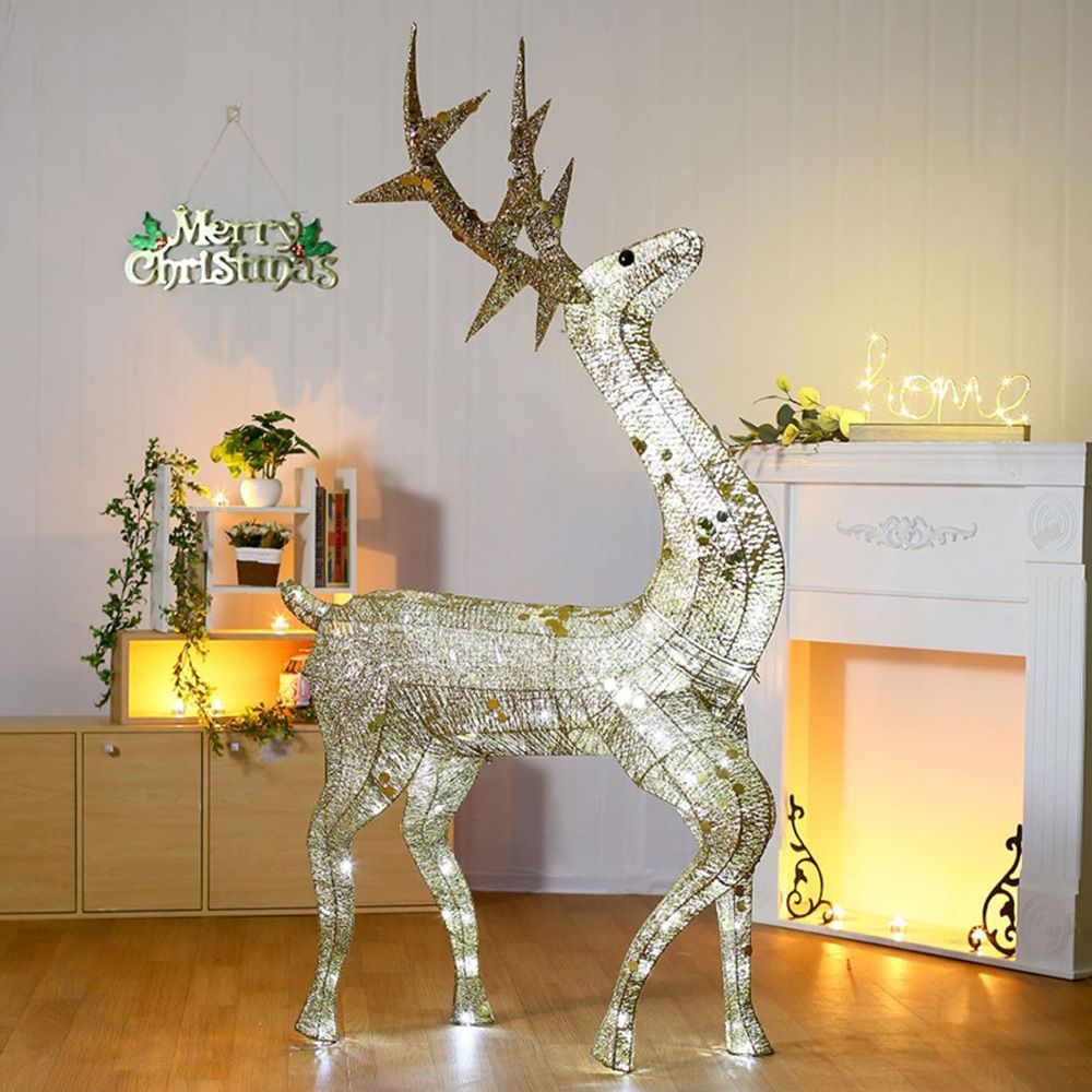 차갈량 크리스마스 루돌프 사슴 LED 장식 골드 140cm