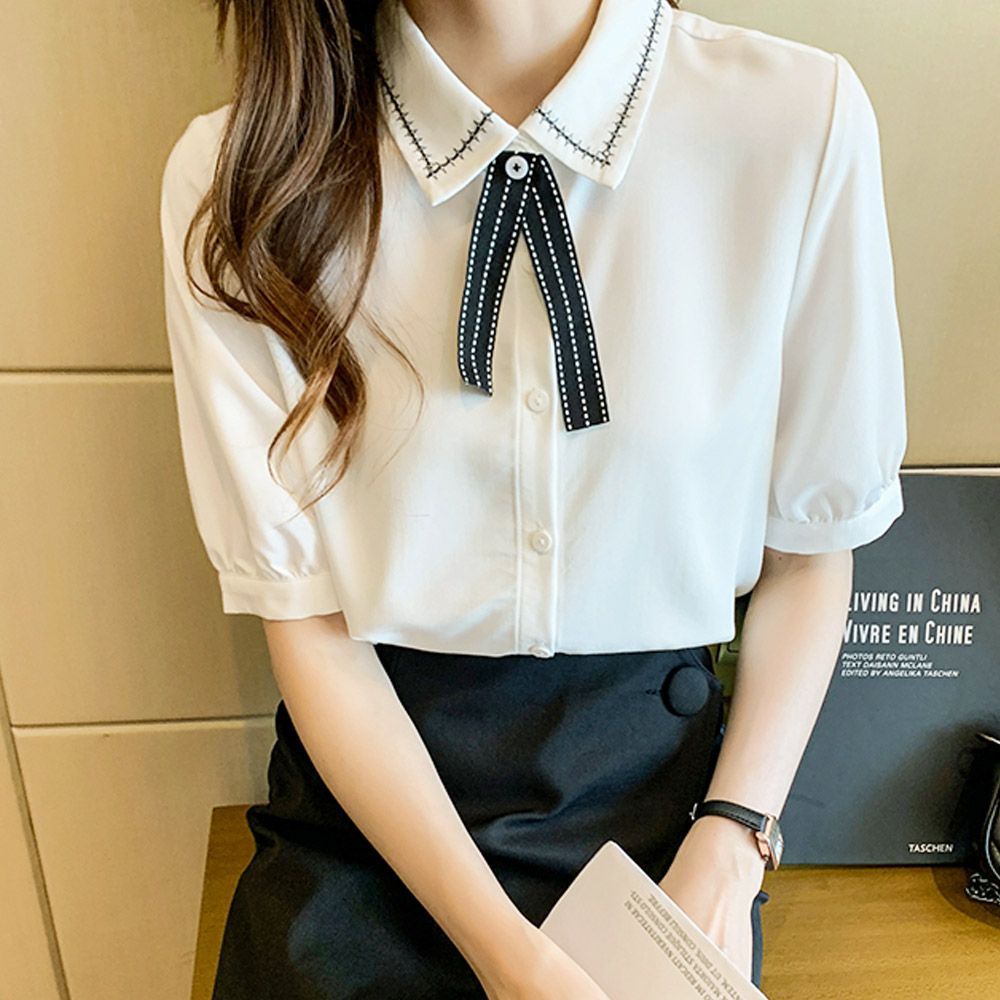 여자카라포인트반팔블라우스