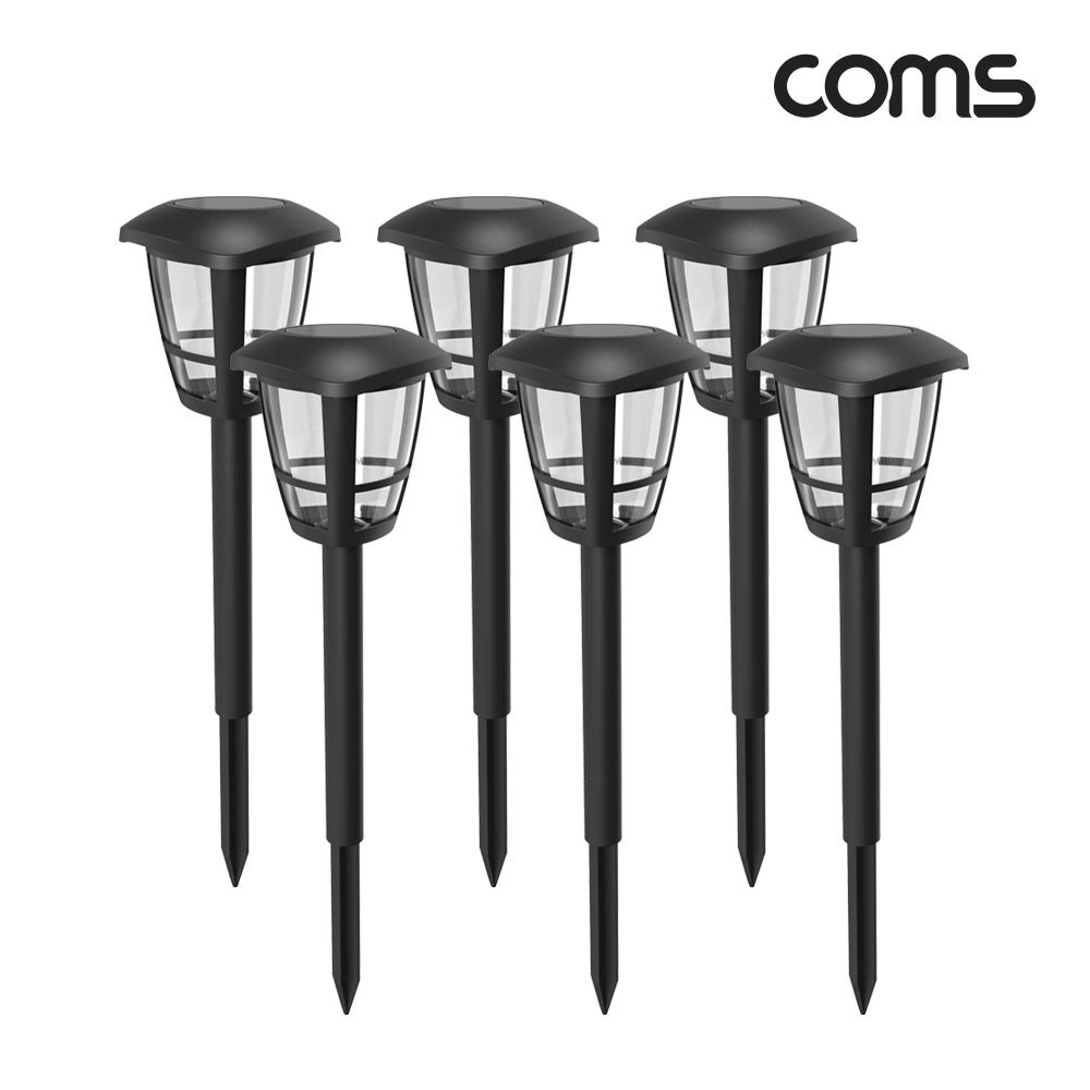 Coms 태양광 LED 정원등 6000K 백색 조명 6개입