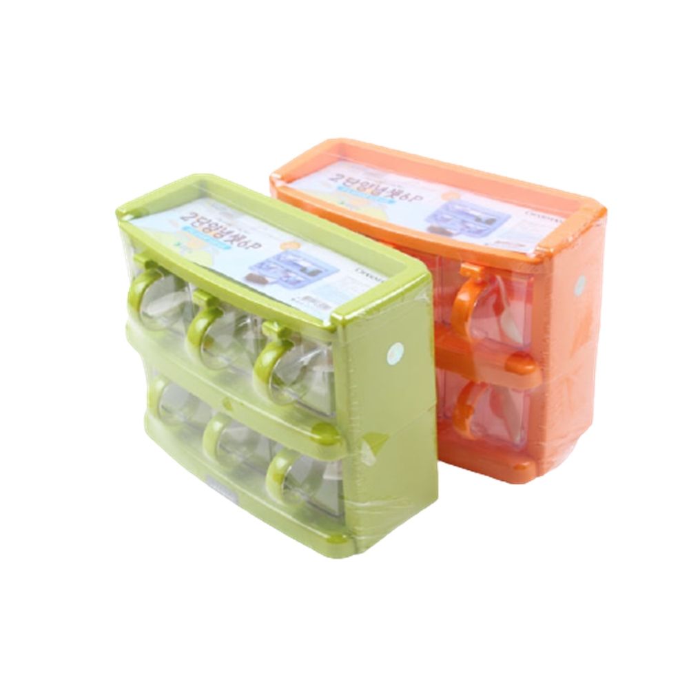 주방 인테리어 원터치 뚜껑 컬러 2단 양념통 세트 6P