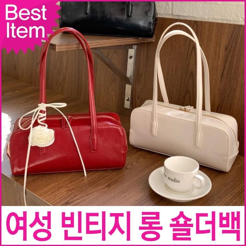 미콘 24208 여성 빈티지 롱 숄더백 여성가방 포인트가