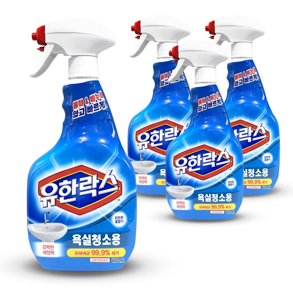 유한락스 욕실 화장실 청소용 세정제 600ml 4개