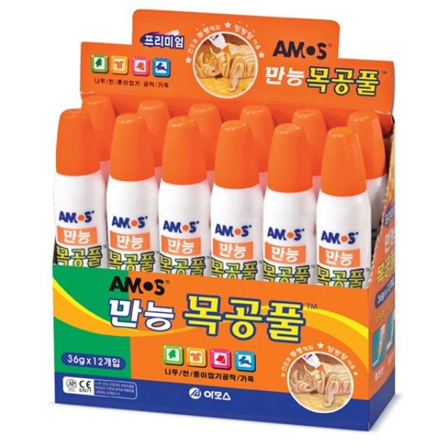 아모스 만능 목공풀 36g 1갑12개입