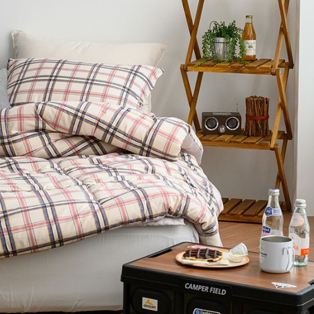 마드라스 체크 차렵이불 SS 150 x 200 네추럴네이비
