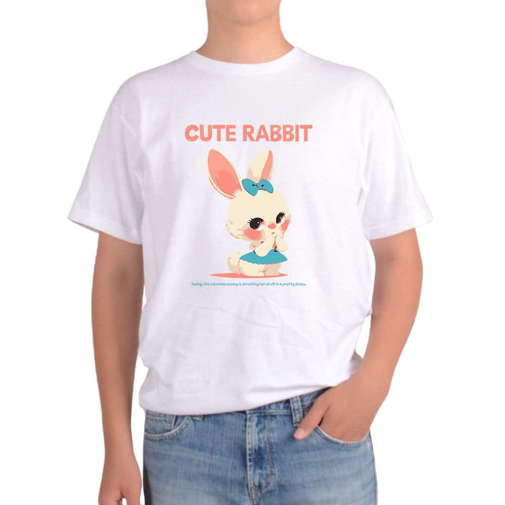 반팔티 오트밀 CUTE RABBIT 레트로토끼 가든토끼 체리