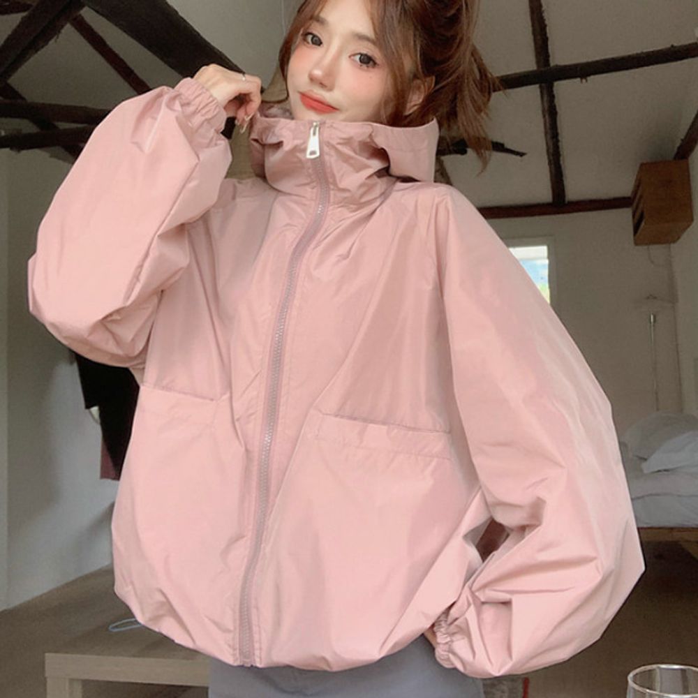파스텔 핑크 바람막이 오버핏 점퍼 여리핏 간절기