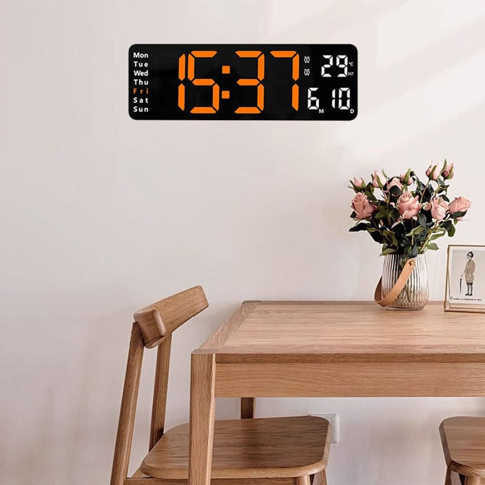 벽걸이 대형 디지털 시계 거실 사무실 벽시계 알람 온도시계
