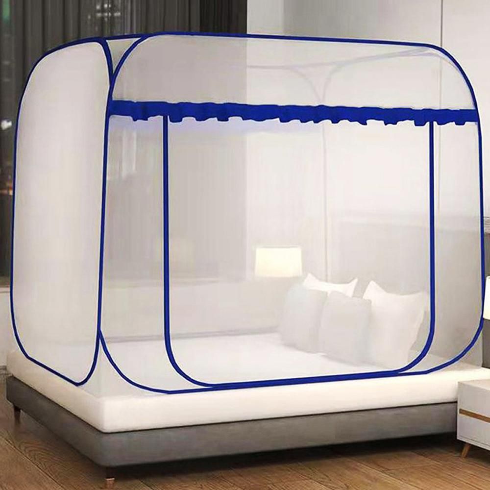 원터치 침대모기장 180x200cm 블루 휴대용 공원