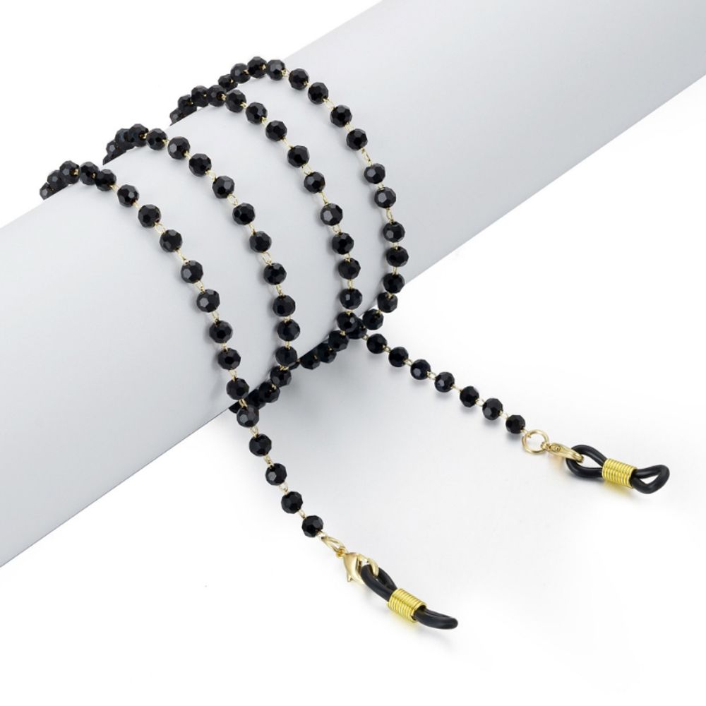 블랙 실버 크리스탈 비즈 안경줄 마스크홀더