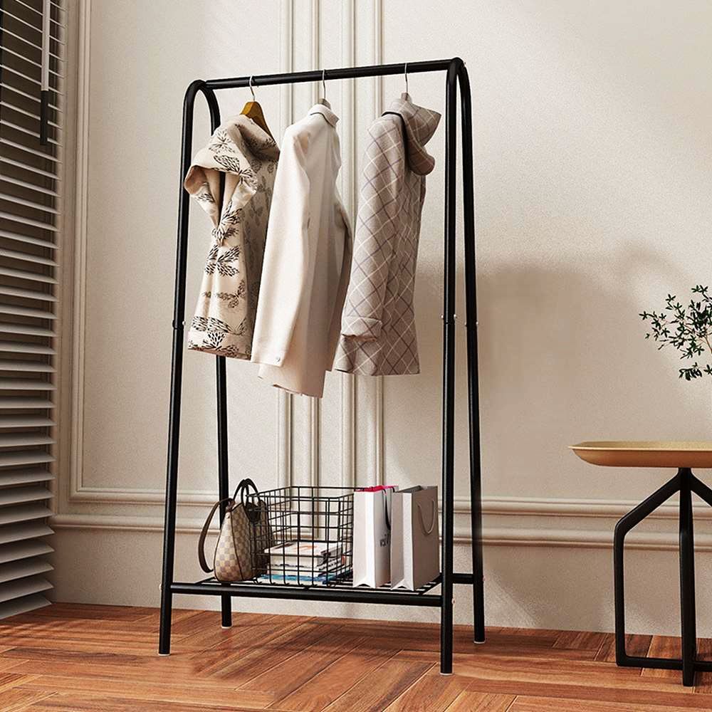 선반 행거 60x130cm 블랙 코너 고정식 드레스 정리