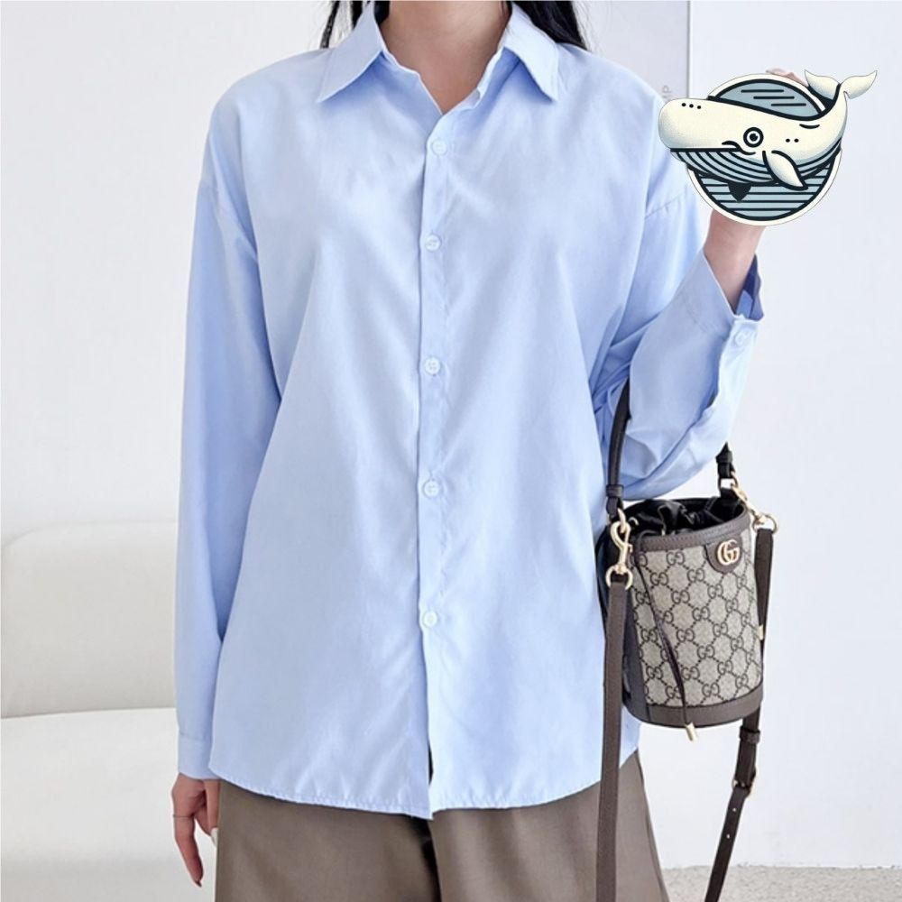 여자 오버핏 긴팔 셔츠 무지 캐주얼 데일리