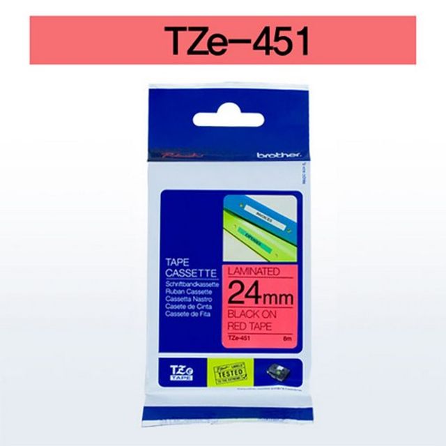 브라더 테이프카트리지(TZe-451 24mm 적색 흑색문자)