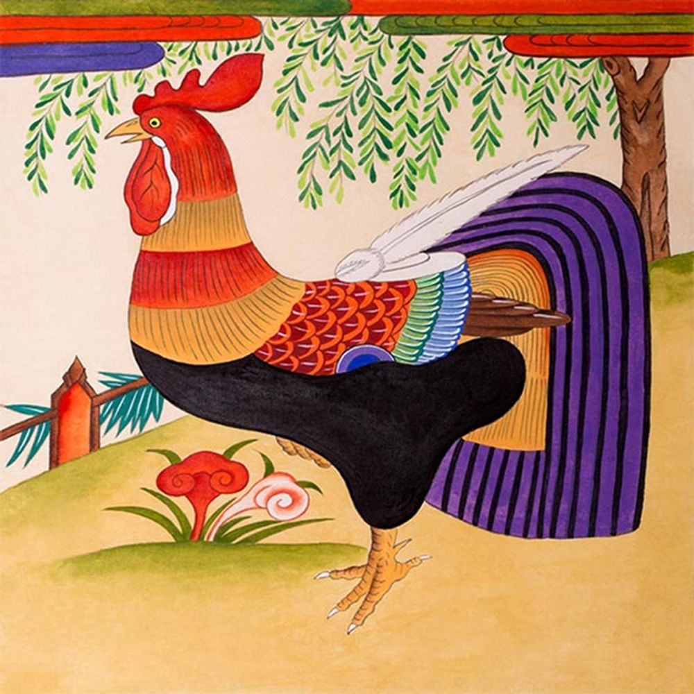 정유 재물 수탉 (패브릭) 보석십자수 40x40
