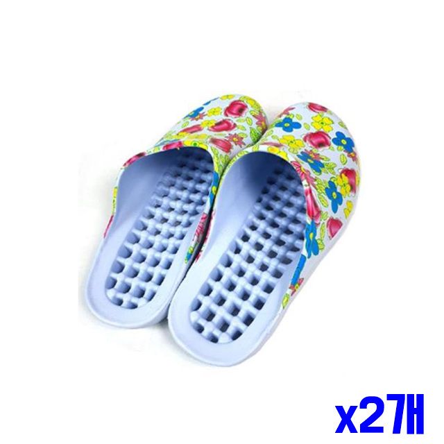 Free 화장실실내화 욕실화 x2개 막힘형 플라워