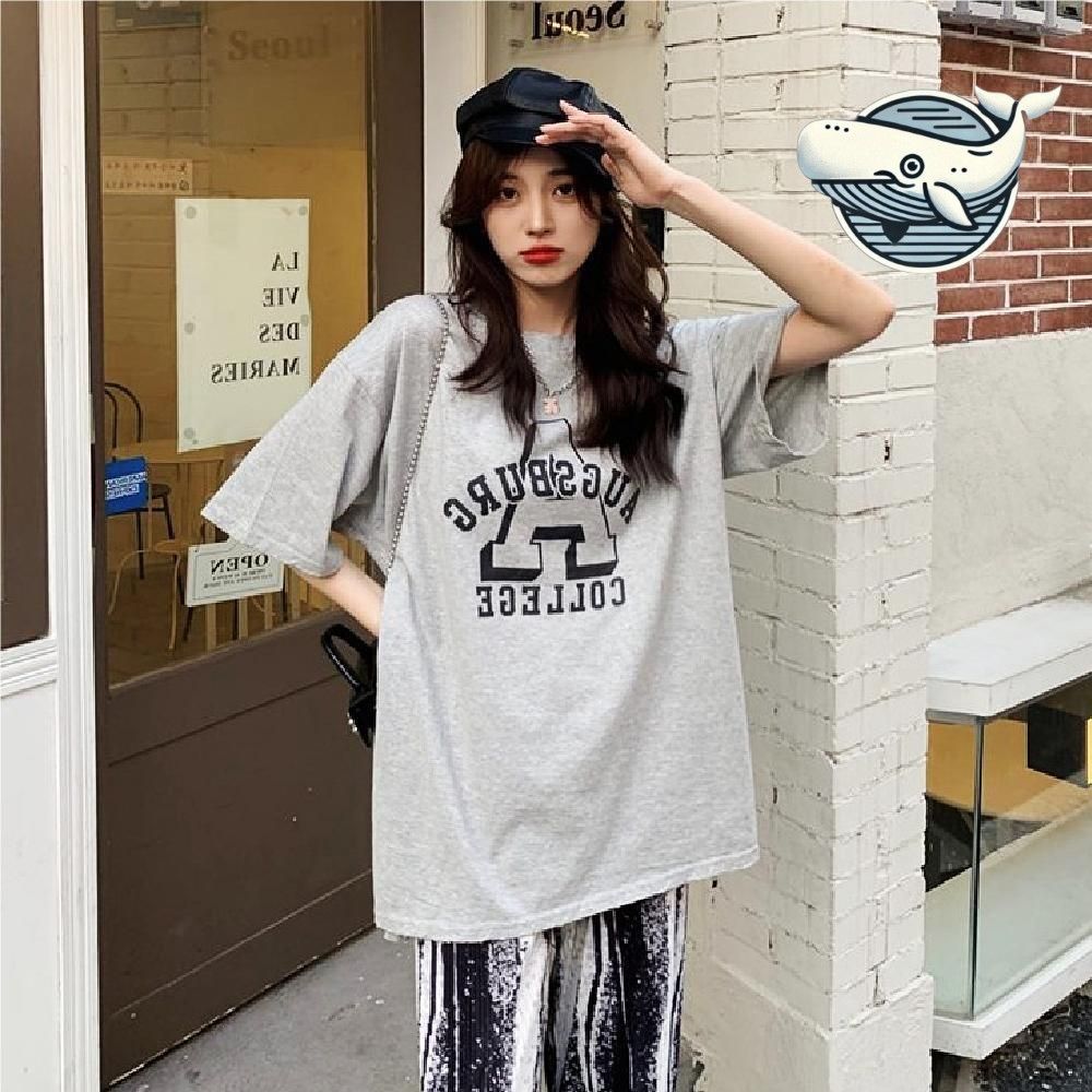캐주얼 프린팅 반팔 티셔츠 여름 데일리룩