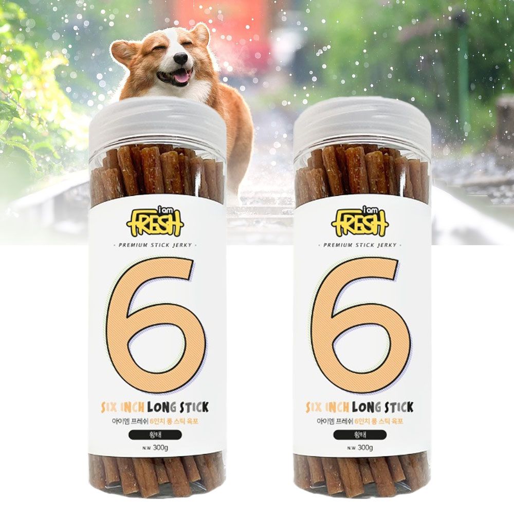 트릿 스틱 간식 애견영양 6인치 롱스틱 황태 300g x2