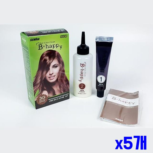 x5개 해피 염색약 골드브라운 3G 칼라크림 헤어스타일