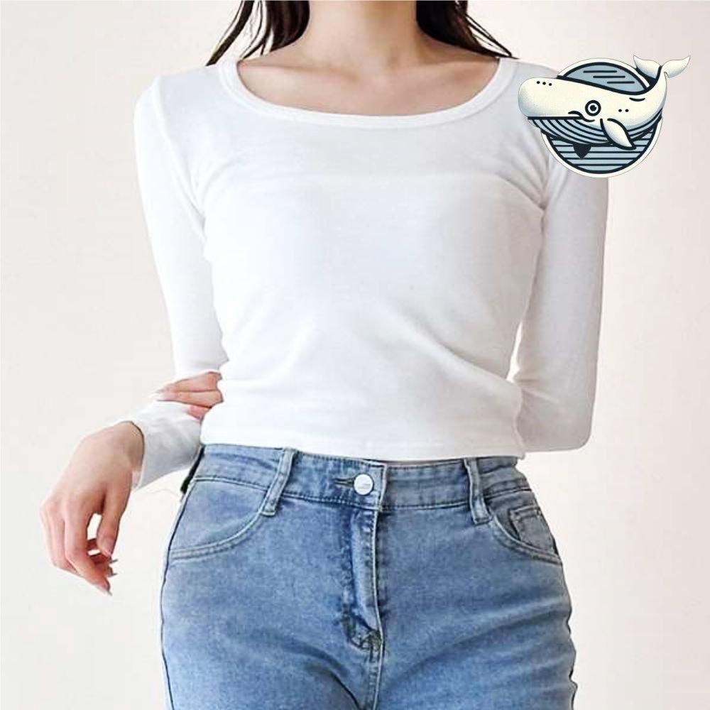 여성 기본 티셔츠 라운드넥 긴팔 상의 데일리