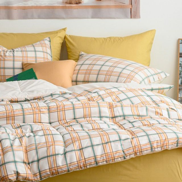 마드라스 체크 차렵이불 SS 150 x 200 허니치즈