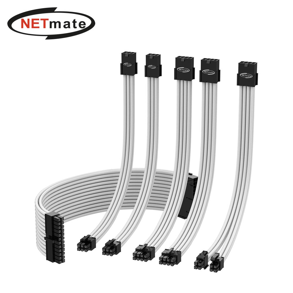 Netmate PSU 연장 슬리빙 케이블 30cm(화이트 6종)