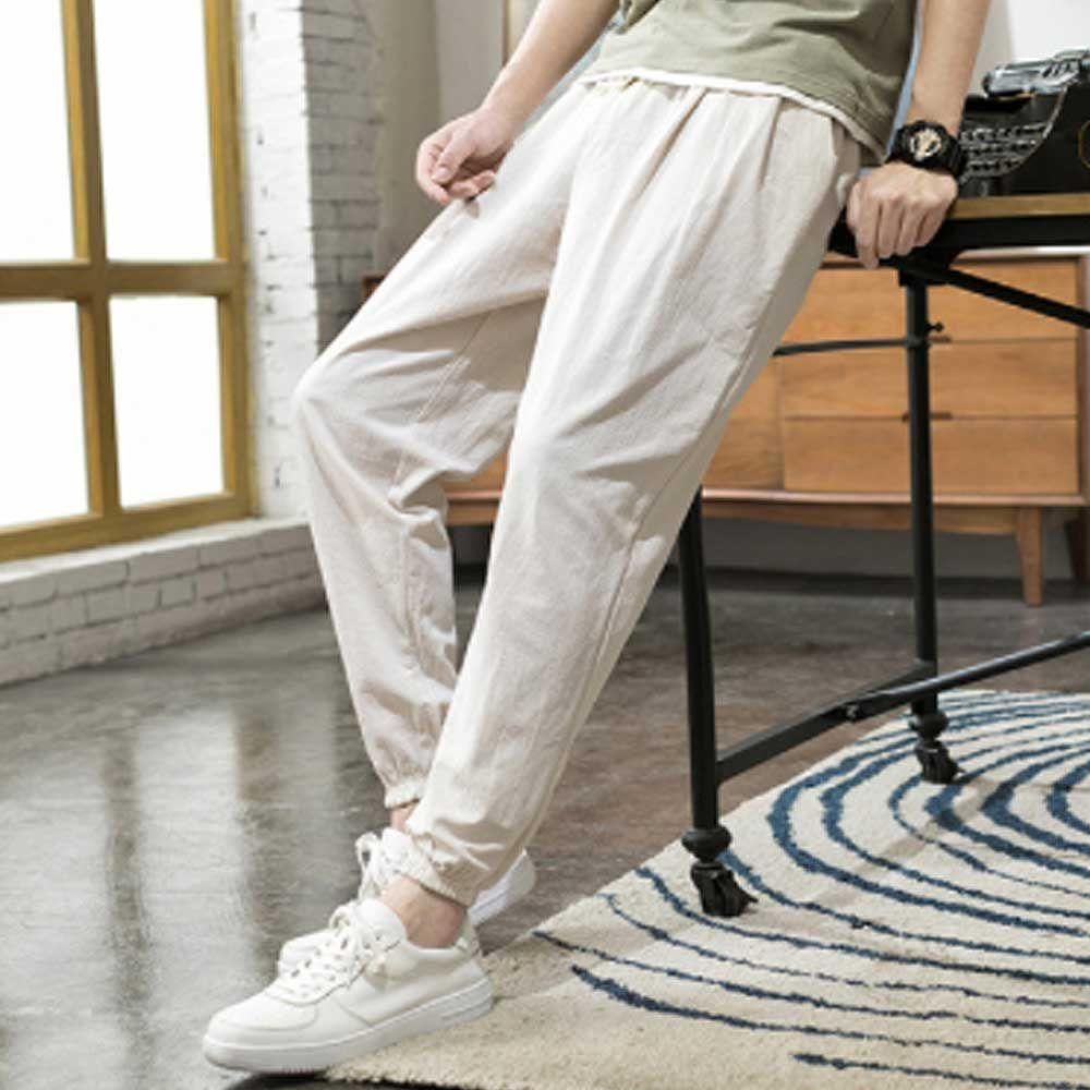남성 캐주얼 여름 고무줄 바지 밴딩 편한 린넨 팬츠