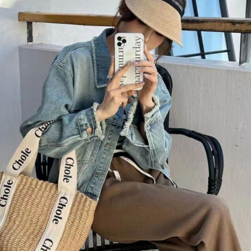 여성 캐주얼 베이직 크롭 워싱 청자켓 데님자켓