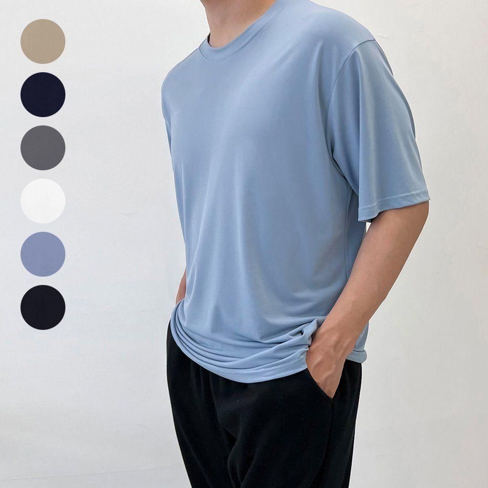 라운드넥 반팔 기본 무지 아이스 여름 남성 티셔츠