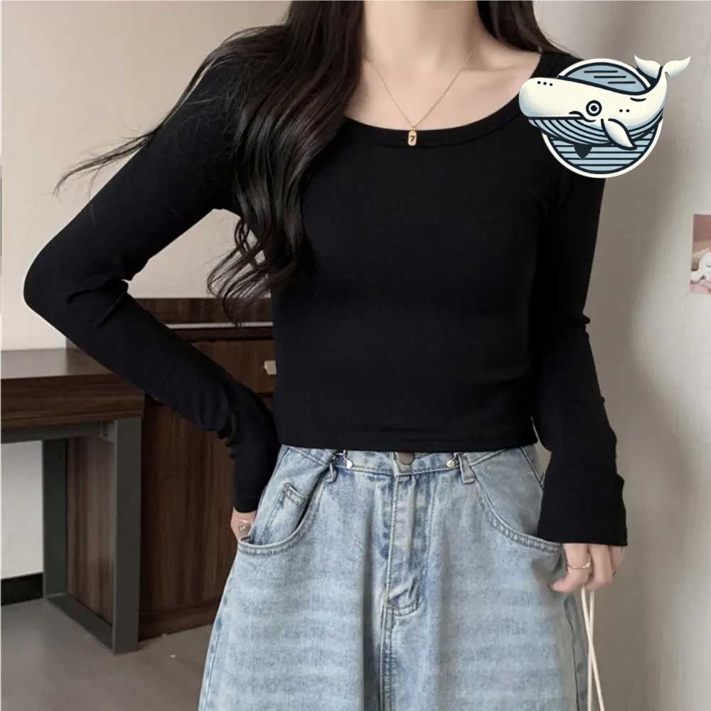 루즈핏 U넥 기본 긴팔티 여름 크롭티 일상