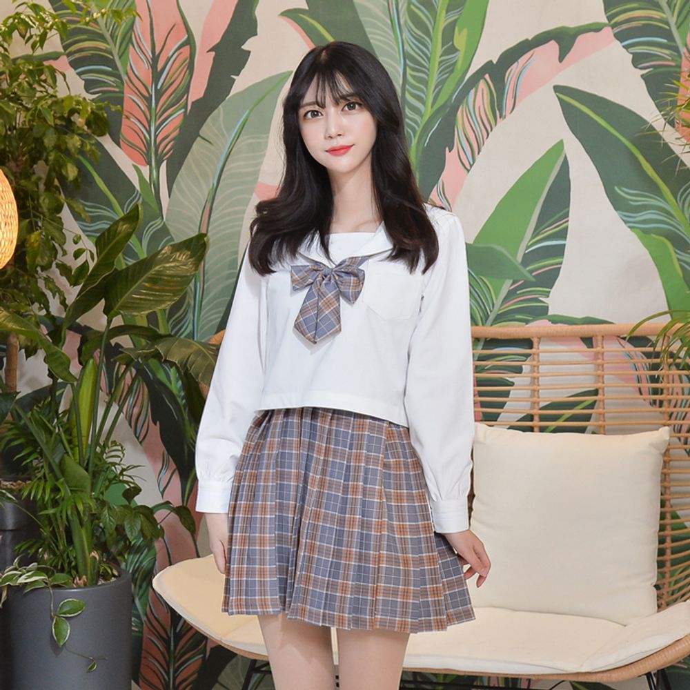 교복몰 차분한 오렌지 블라썸 세라복 세트 (긴팔)