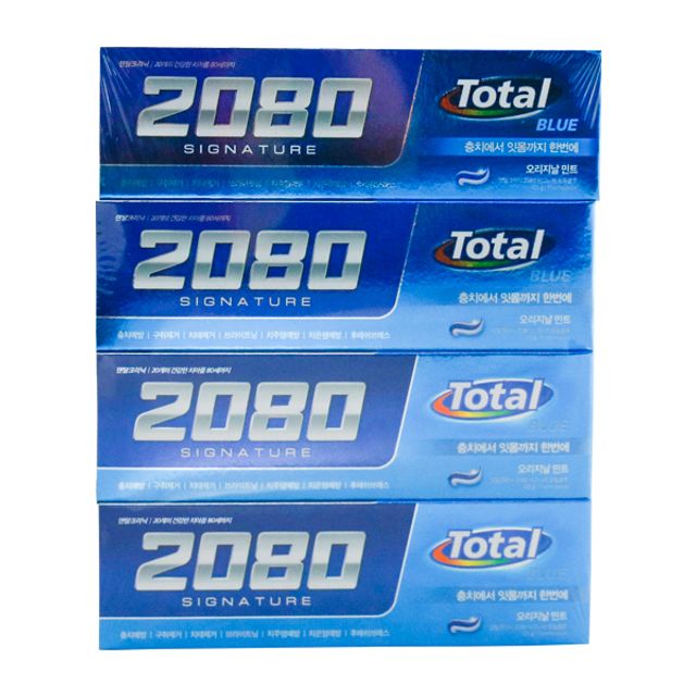 2080 치약 시그니처 토탈블루 125g 4입