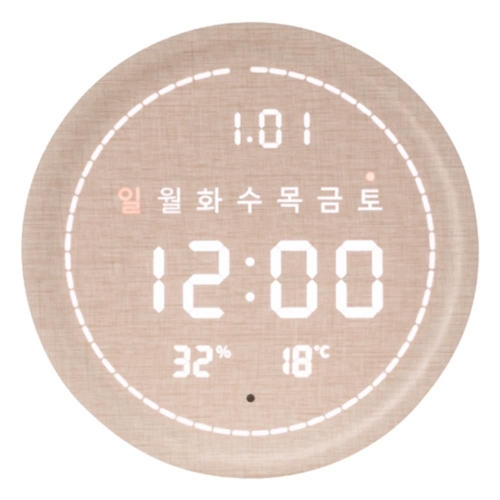 플라이토)와이파이 필링 원형 LED 탁상 벽시계(크림)