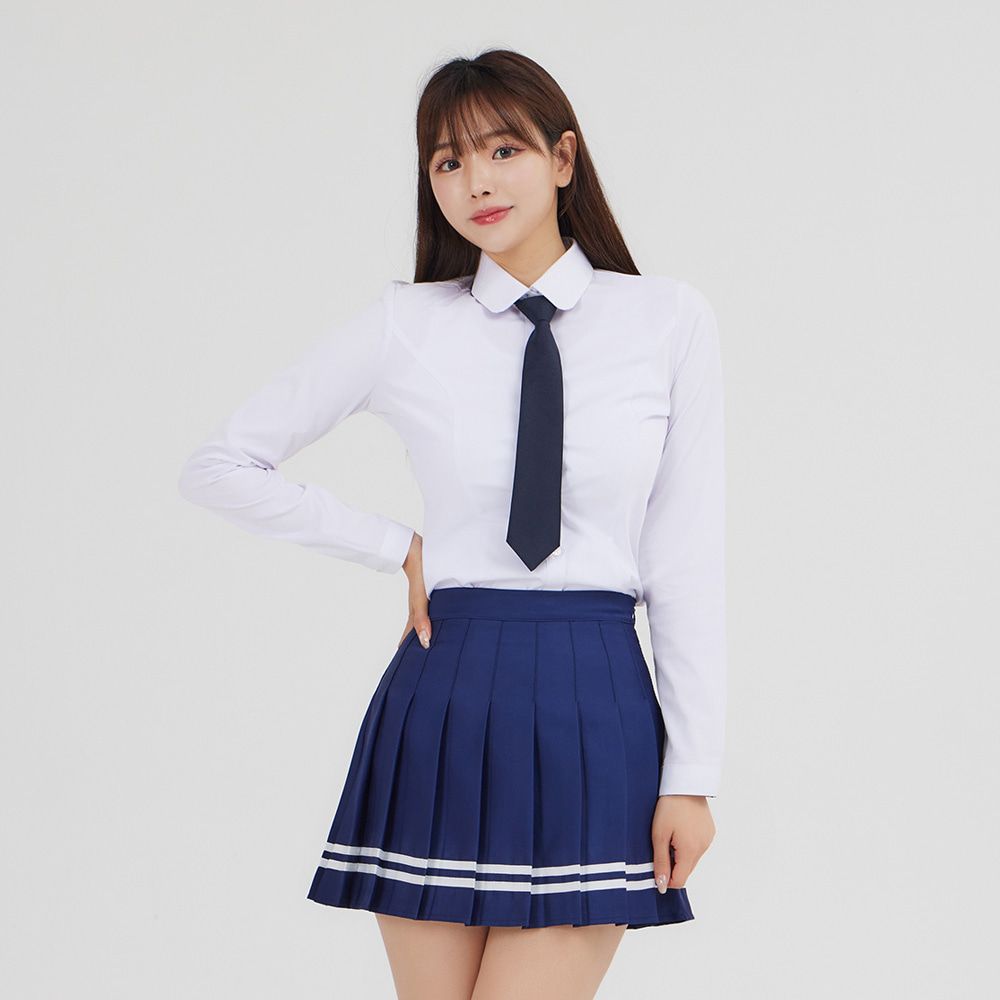 교복몰 네이비 화이트 라인 치마 교복 스커트 치마